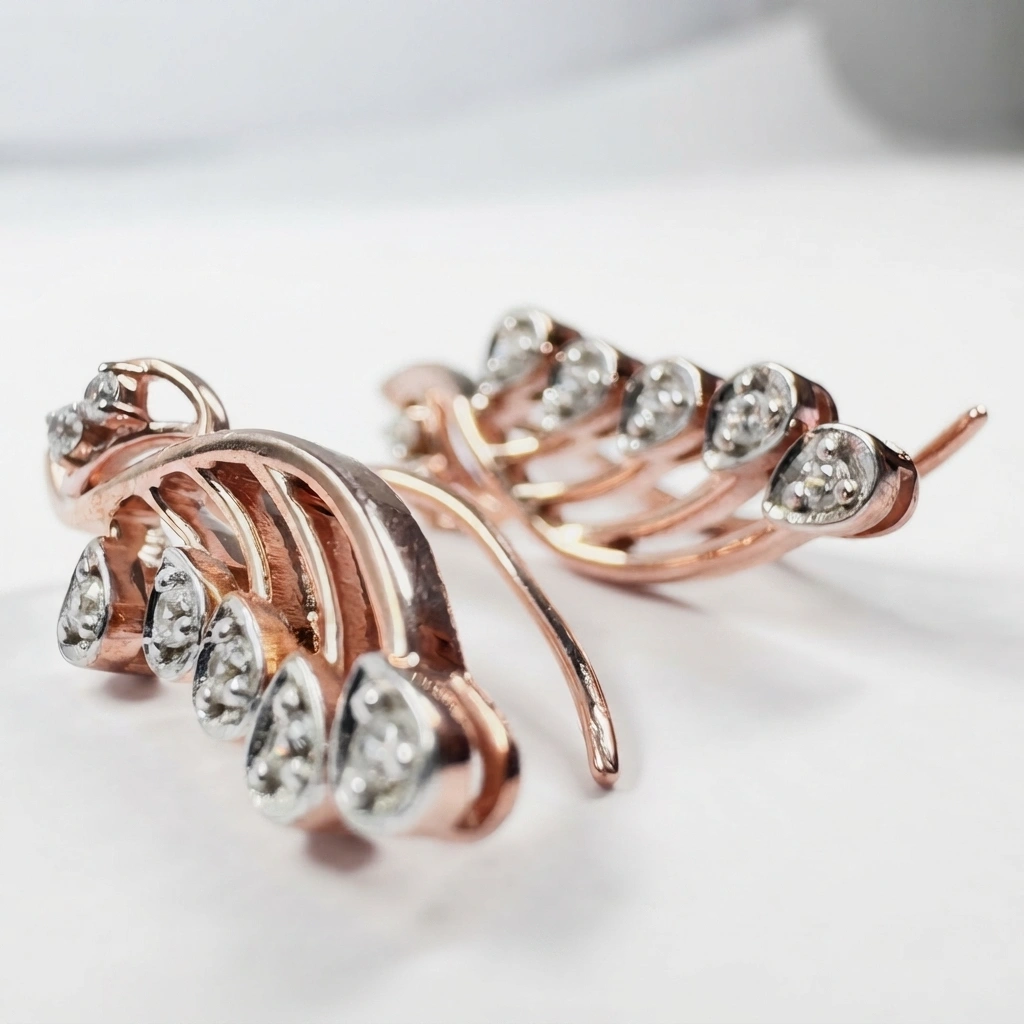 Rose Gold Round Diamond Earrings | 0.18 CT Lab Grown & Natural view 5