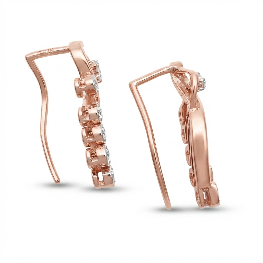 Rose Gold Round Diamond Earrings | 0.18 CT Lab Grown & Natural view 6
