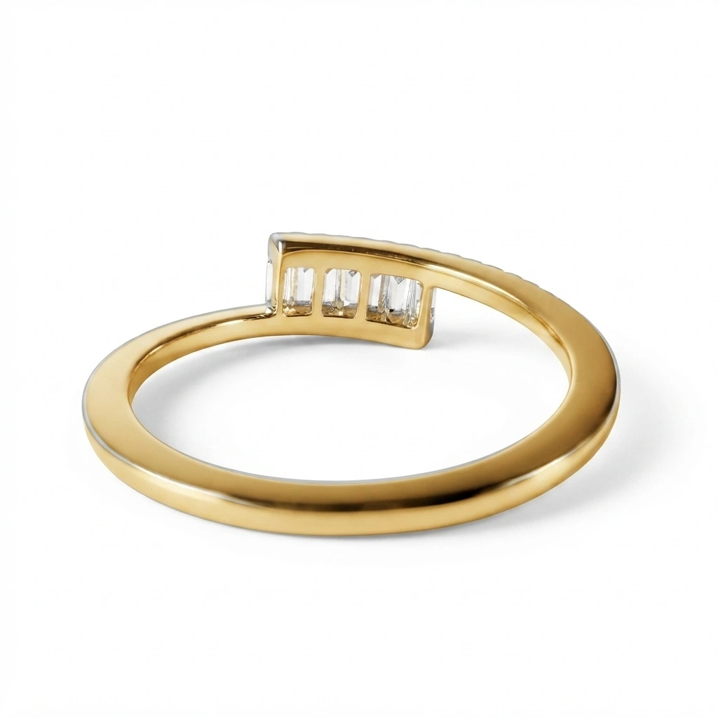 Round & Baguette Diamond Ring in Yellow Gold | Lab Grown Diamonds view 6