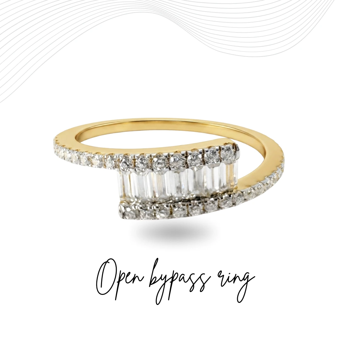 Round & Baguette Diamond Ring in Yellow Gold | Lab Grown Diamonds
