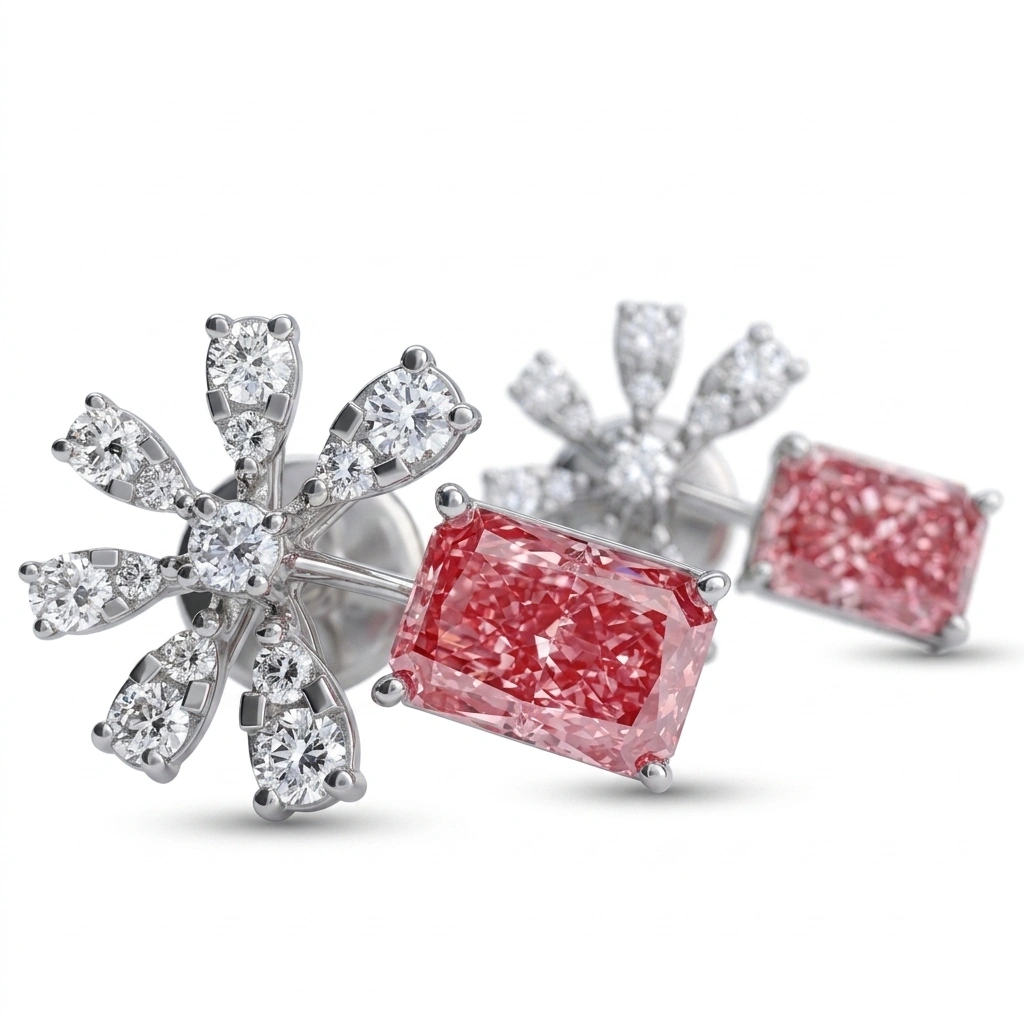 Round & Radiant-Cut Lab-Grown Diamond Earrings view 4