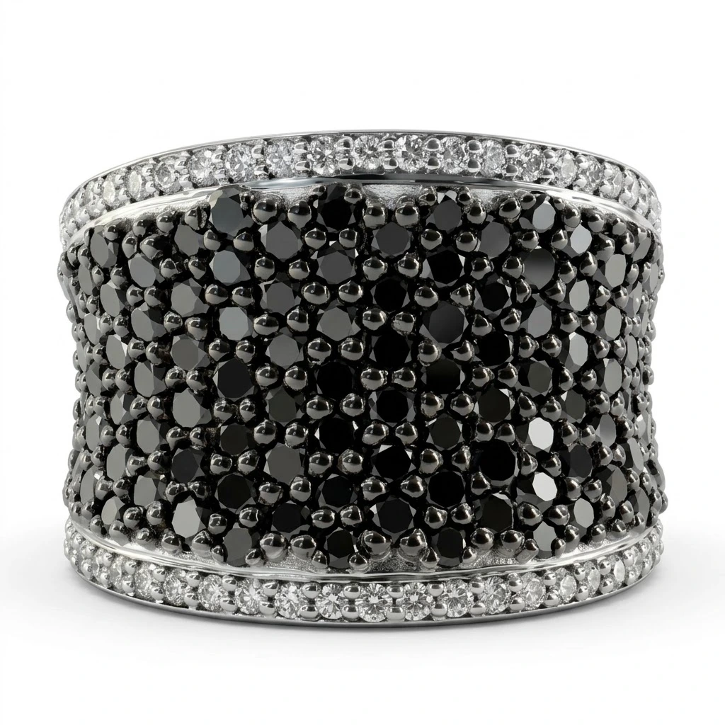 Round Black Lab Grown Diamond Band Ring | PT950 Platinum | IGI Certified