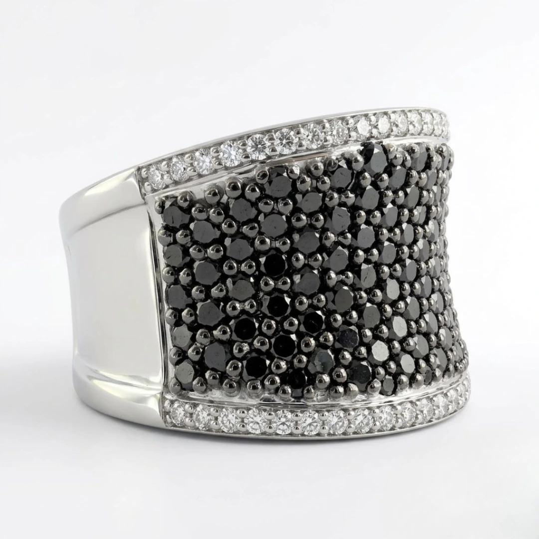 Round Black Lab Grown Diamond Band Ring | PT950 Platinum | IGI Certified view 4
