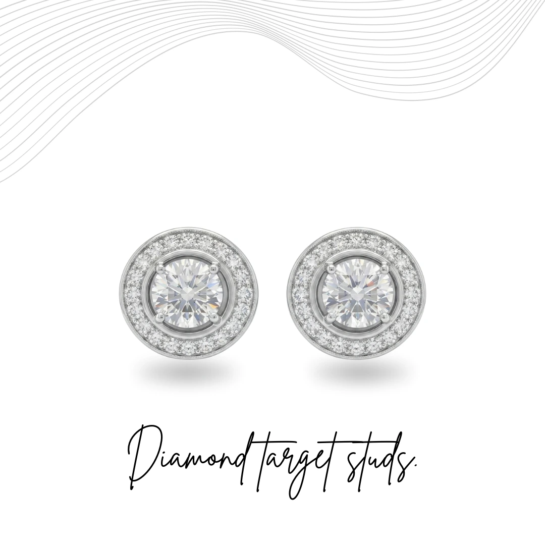 Round Brilliant Double Halo Diamond Stud Earrings | Platinum 950