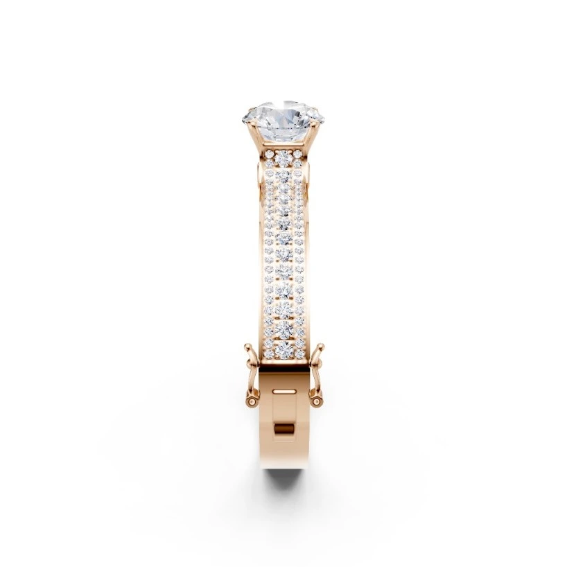 Round Brilliant Lab Grown Diamond Solitaire Hinged Bangle Bracelet view 3