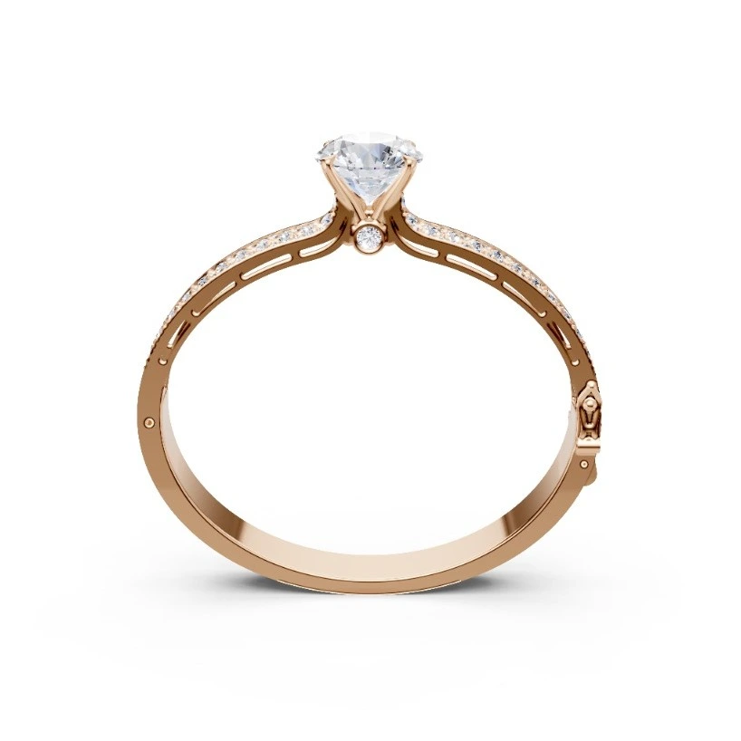 Round Brilliant Lab Grown Diamond Solitaire Hinged Bangle Bracelet view 4