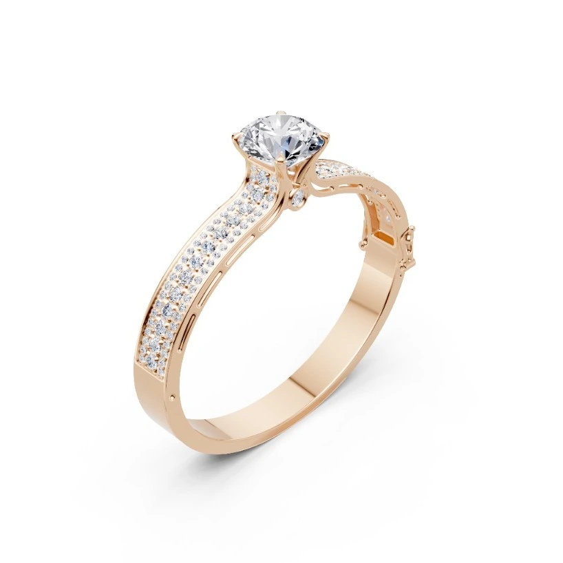 Round Brilliant Lab Grown Diamond Solitaire Hinged Bangle Bracelet view 5