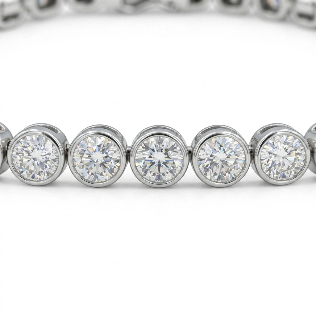 Round Brilliant Lab Grown Diamond Tennis Bracelet | PT950 Platinum view 3