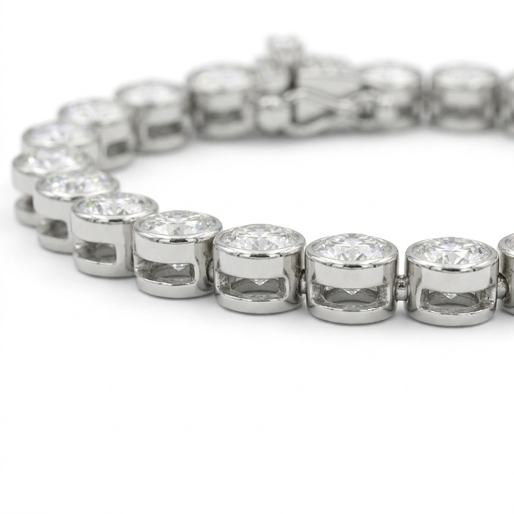 Round Brilliant Lab Grown Diamond Tennis Bracelet | PT950 Platinum view 4