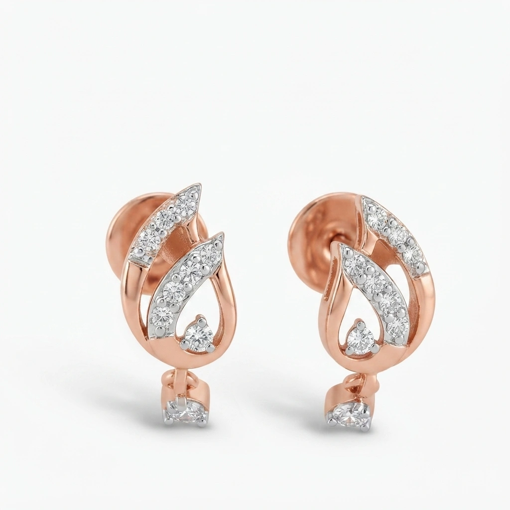 Round-Cut Diamond Earrings in Rose Gold | 0.25 CT Natural & Lab Grown view 3