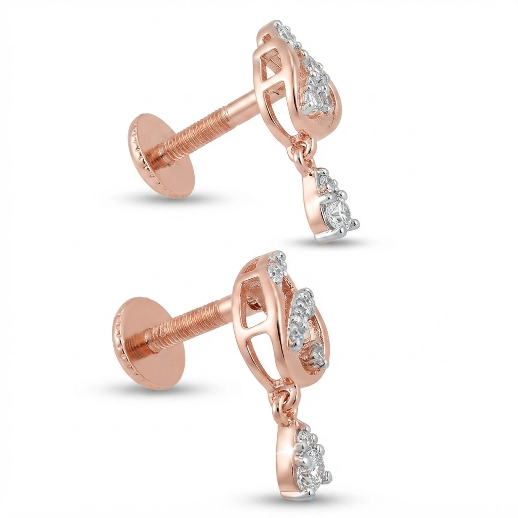 Round-Cut Diamond Earrings in Rose Gold | 0.25 CT Natural & Lab Grown view 4
