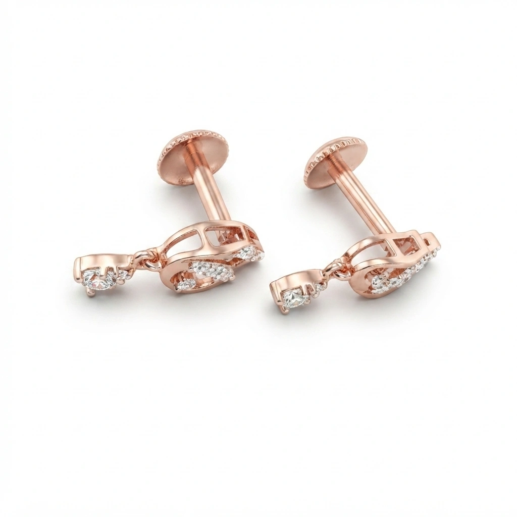 Round-Cut Diamond Earrings in Rose Gold | 0.25 CT Natural & Lab Grown view 6