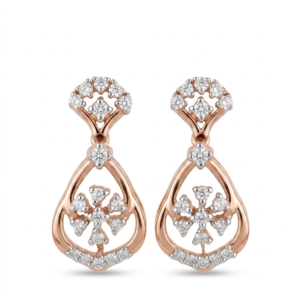Round-Cut Diamond Earrings in Rose Gold | Lab Grown & Natural view 3