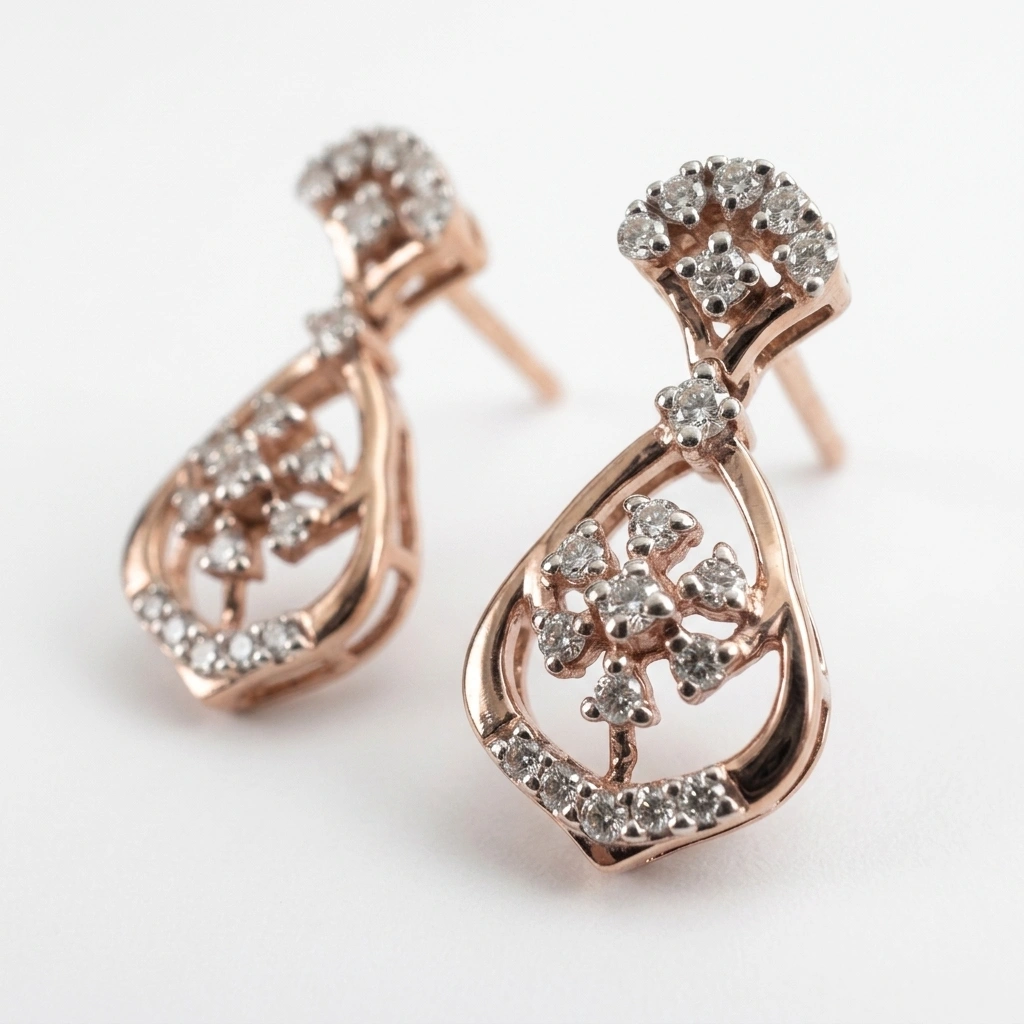 Round-Cut Diamond Earrings in Rose Gold | Lab Grown & Natural view 4