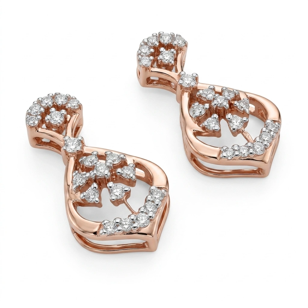 Round-Cut Diamond Earrings in Rose Gold | Lab Grown & Natural view 5