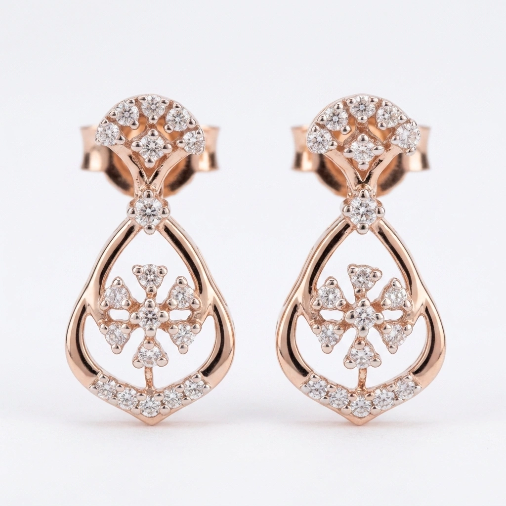 Round-Cut Diamond Earrings in Rose Gold | Lab Grown & Natural view 6