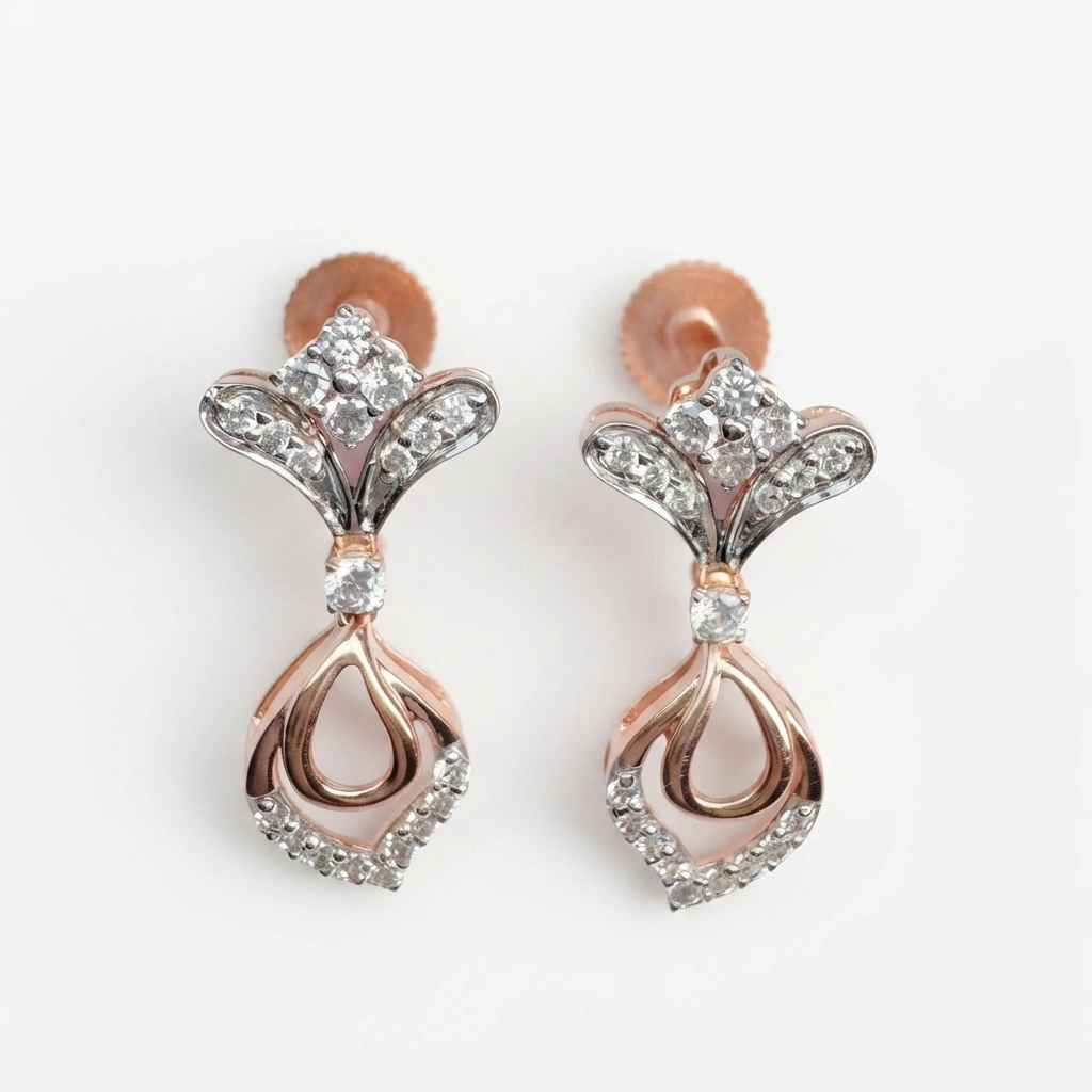 Round-Cut Diamond Rose Gold Earrings | 0.52 CT Lab Grown & Natural view 4