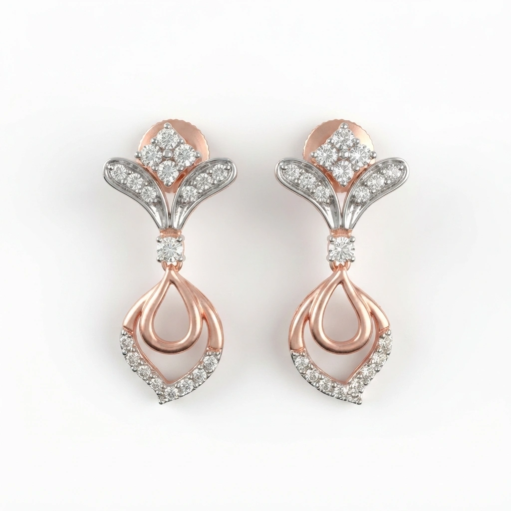 Round-Cut Diamond Rose Gold Earrings | 0.52 CT Lab Grown & Natural view 5