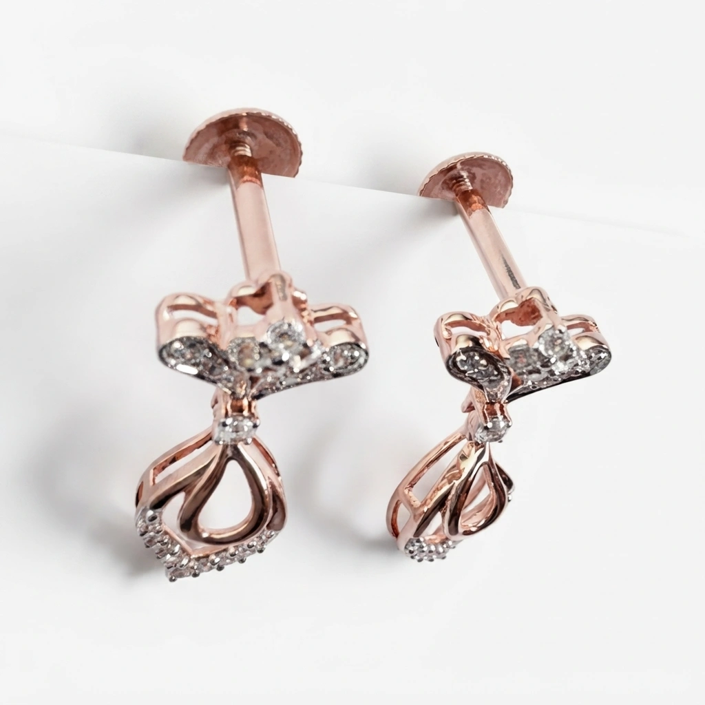 Round-Cut Diamond Rose Gold Earrings | 0.52 CT Lab Grown & Natural view 6