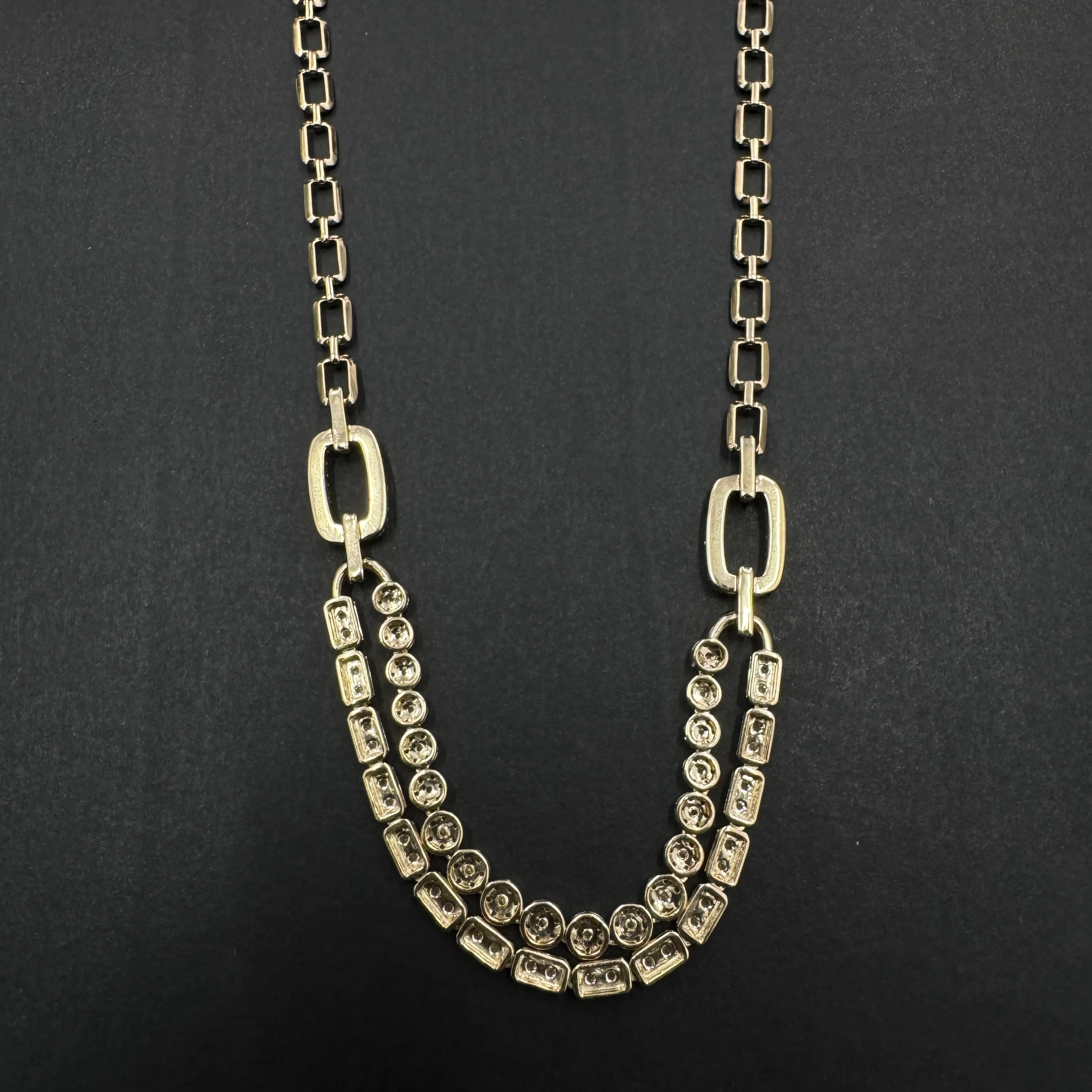 Round Cut Lab Grown Diamond Double Strand Necklace in Yellow Gold view 4