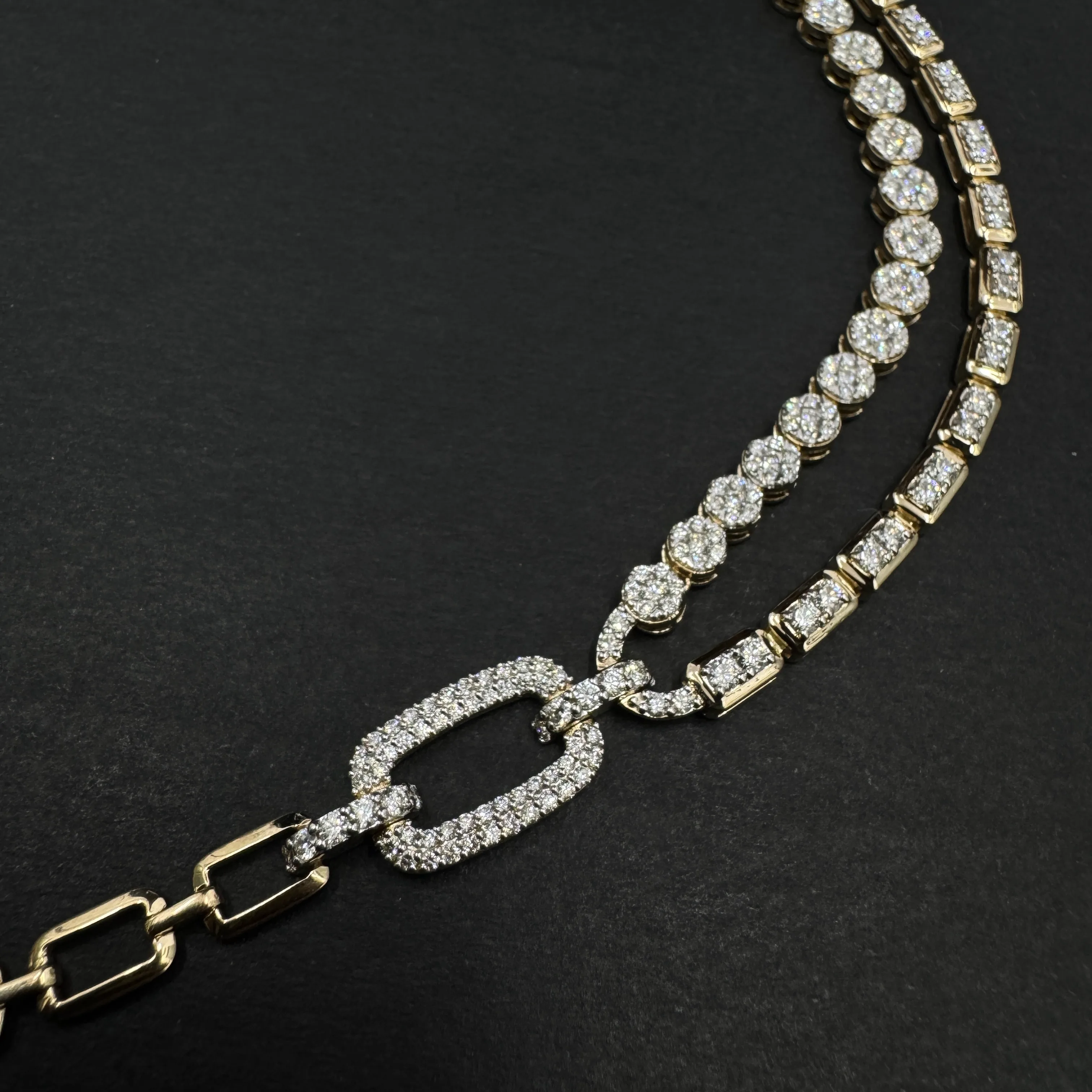Round Cut Lab Grown Diamond Double Strand Necklace in Yellow Gold view 5