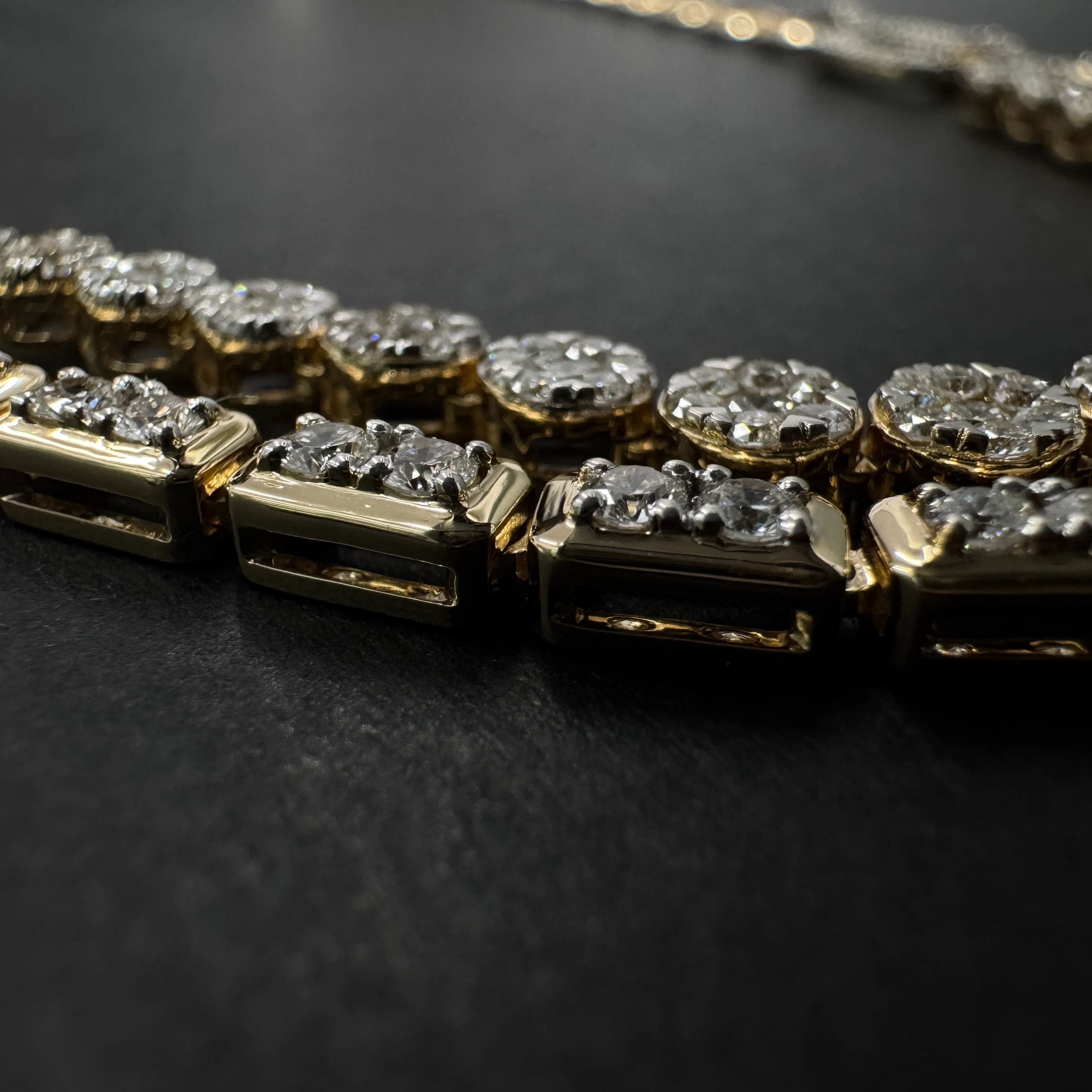 Round Cut Lab Grown Diamond Double Strand Necklace in Yellow Gold view 7