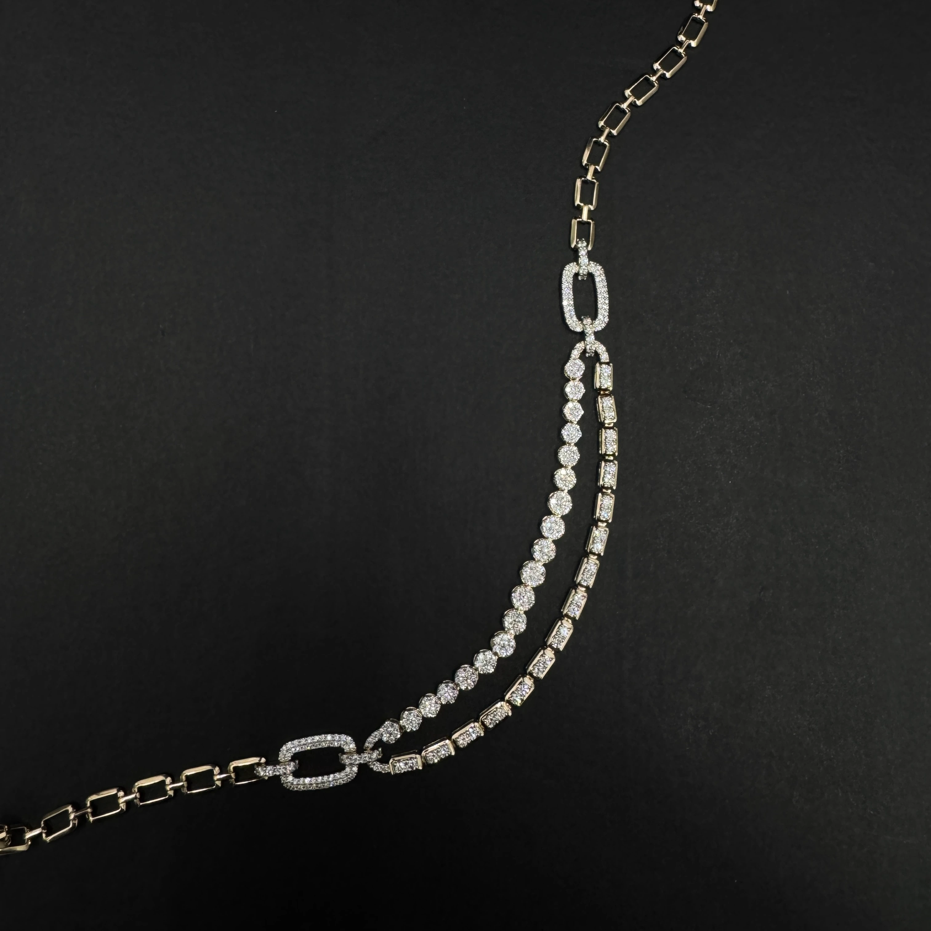 Round Cut Lab Grown Diamond Double Strand Necklace in Yellow Gold view 8