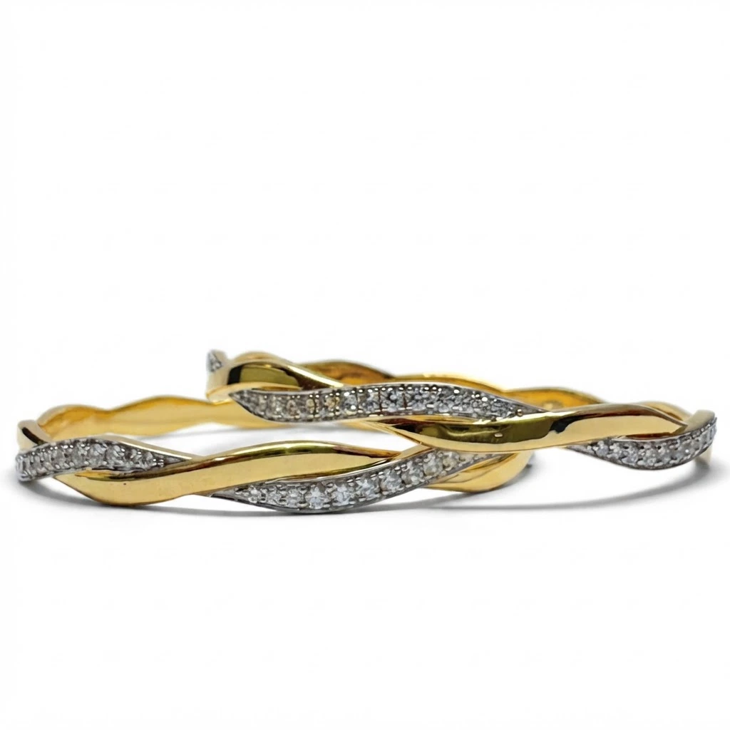Round Diamond Bangle in Yellow Gold | Statement Fine Jewelry view 3