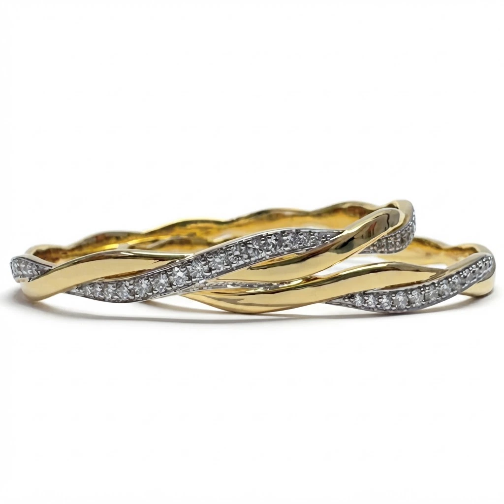 Round Diamond Bangle in Yellow Gold | Statement Fine Jewelry