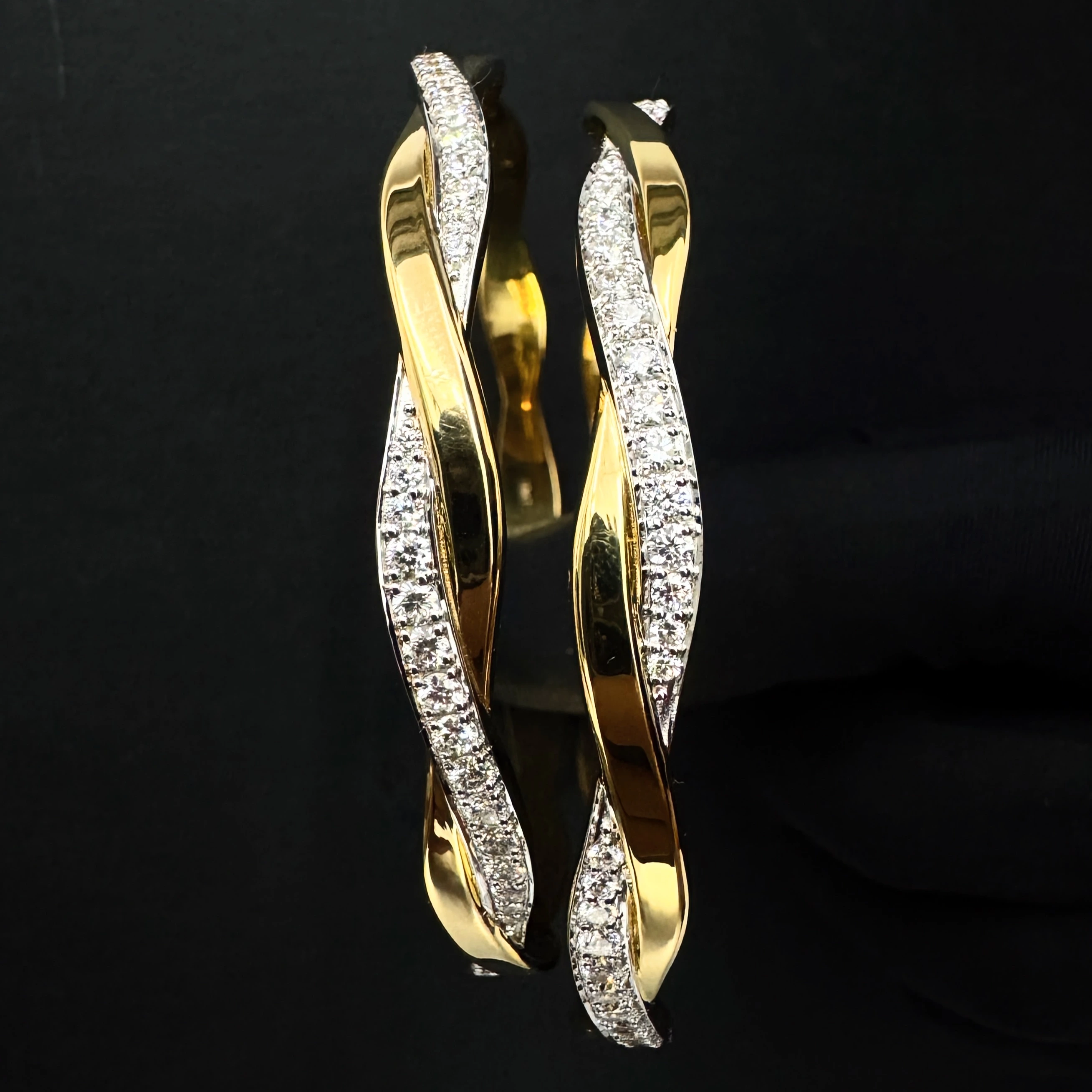 Round Diamond Bangle in Yellow Gold | Statement Fine Jewelry view 5