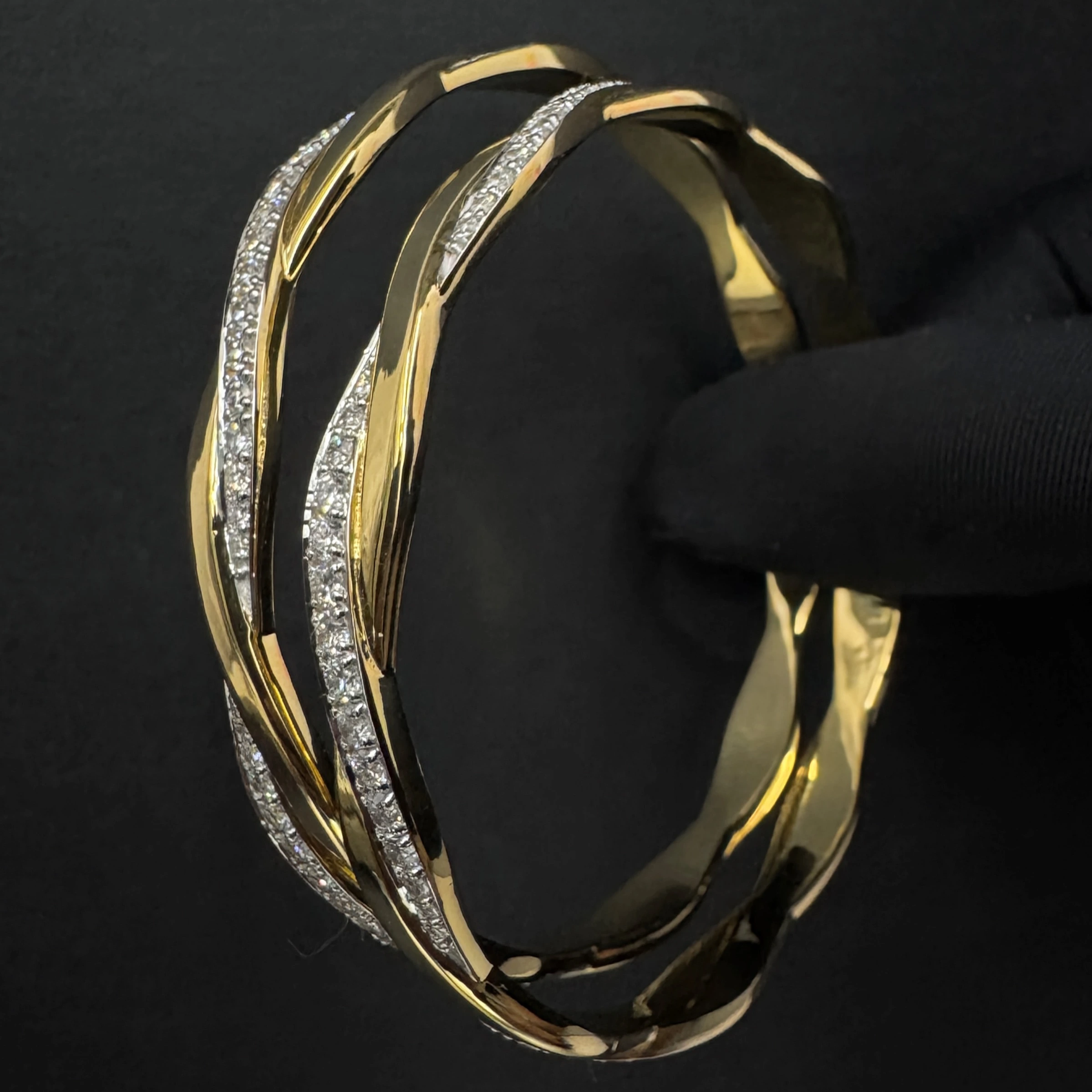 Round Diamond Bangle in Yellow Gold | Statement Fine Jewelry view 6