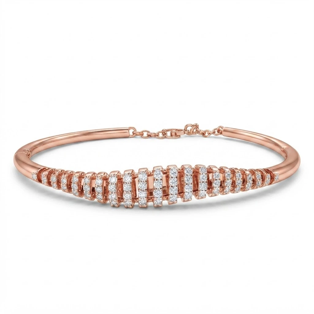Round Diamond Bracelet in Rose Gold | Delicate Fine Jewelry view 3
