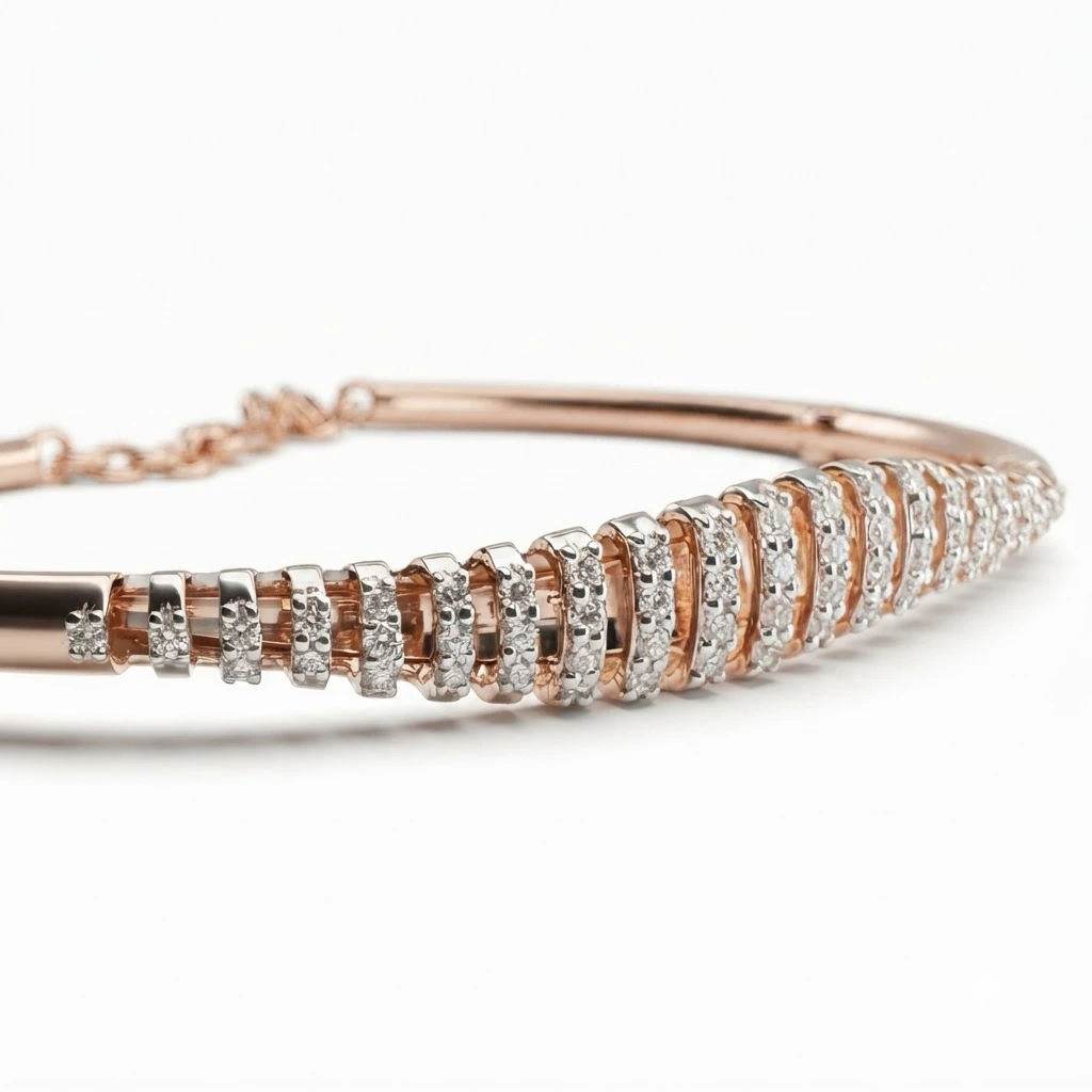 Round Diamond Bracelet in Rose Gold | Delicate Fine Jewelry view 4