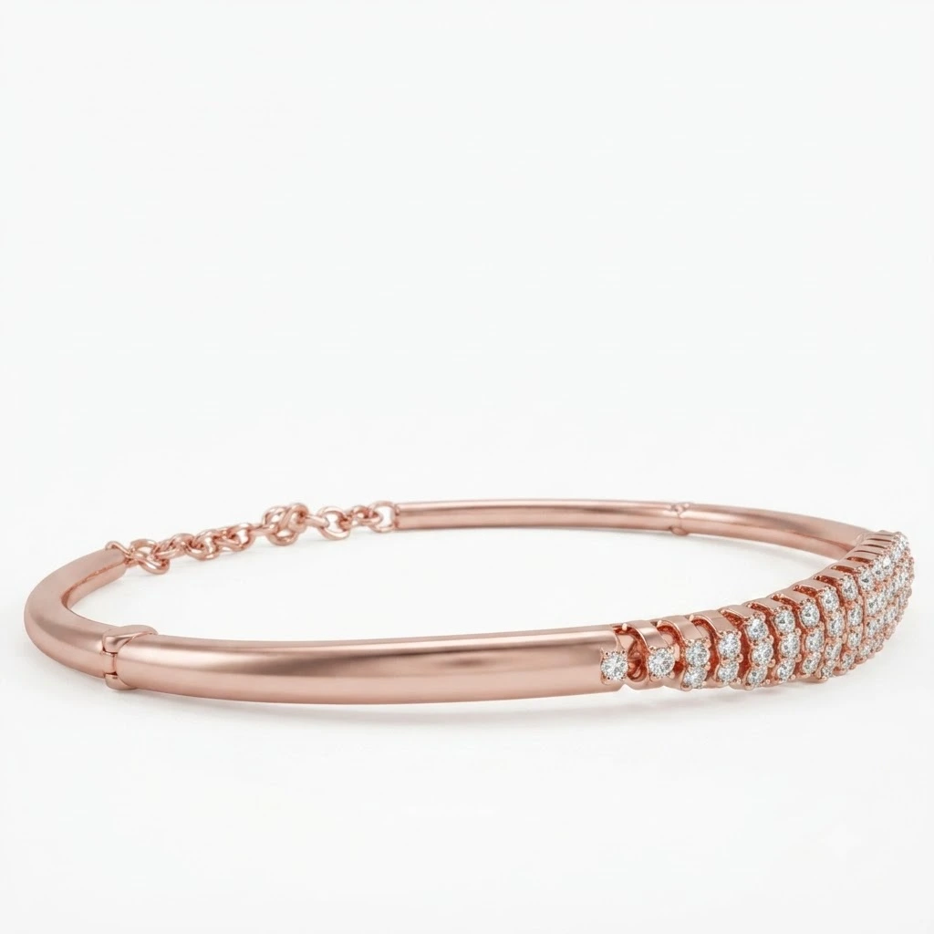 Round Diamond Bracelet in Rose Gold | Delicate Fine Jewelry view 5