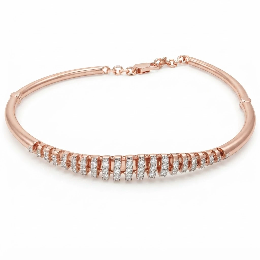 Round Diamond Bracelet in Rose Gold | Delicate Fine Jewelry view 7