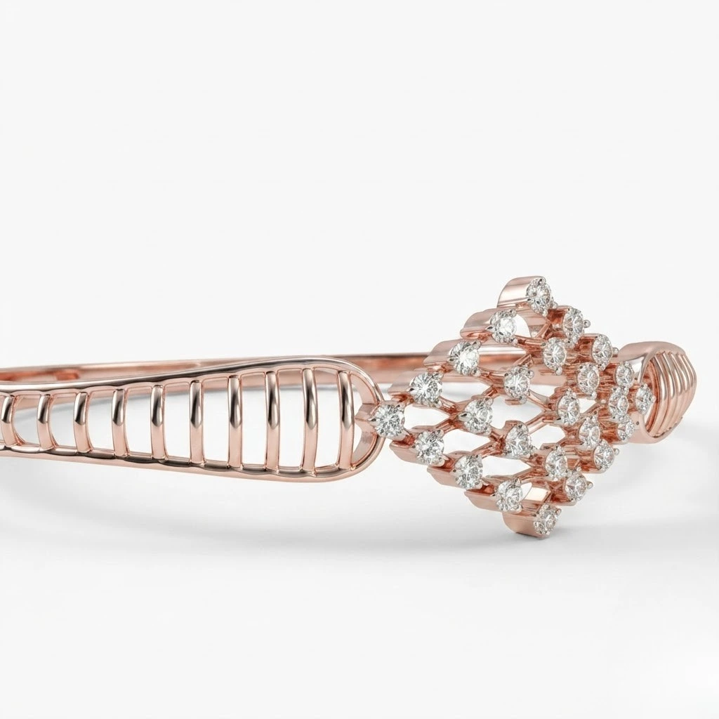 Round Diamond Bracelet in Rose Gold | Elegant Fine Jewelry view 4