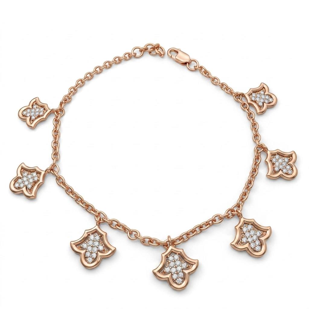 Round Diamond Bracelet in Rose Gold | Lab Grown Diamonds view 3