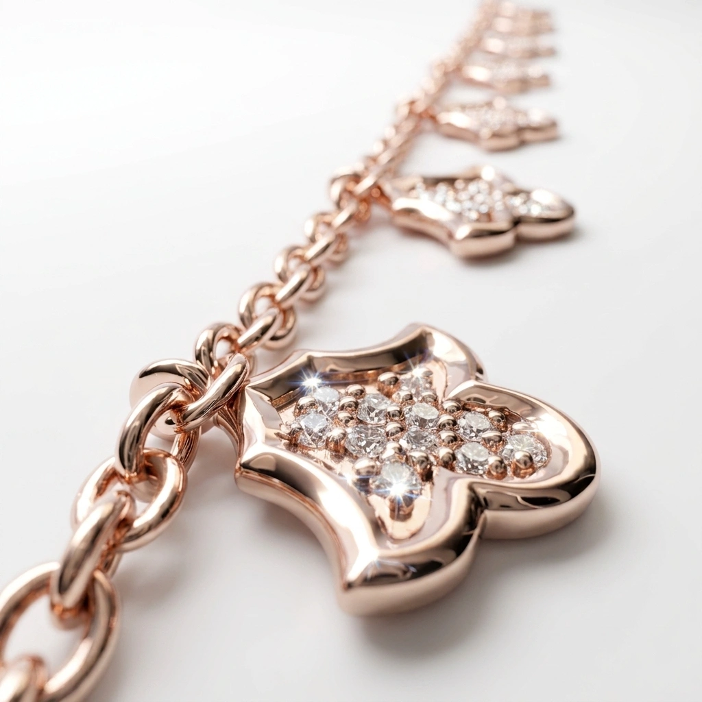 Round Diamond Bracelet in Rose Gold | Lab Grown Diamonds view 5