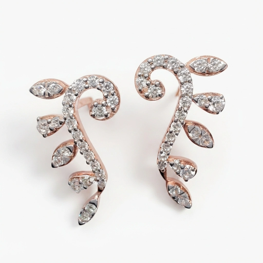 Round Diamond Earrings in Rose Gold | Lab Grown & Natural Diamond Blend view 3