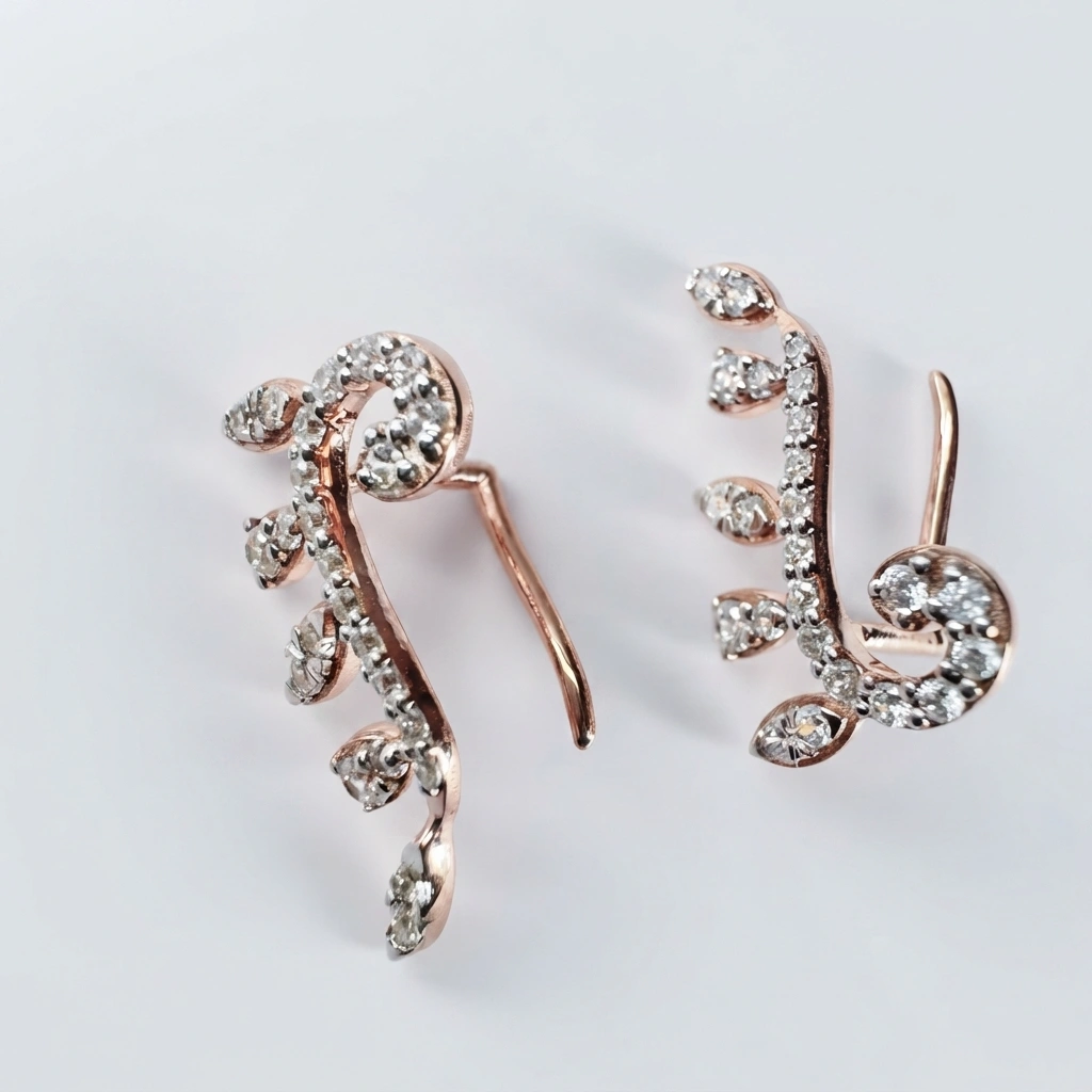 Round Diamond Earrings in Rose Gold | Lab Grown & Natural Diamond Blend view 5