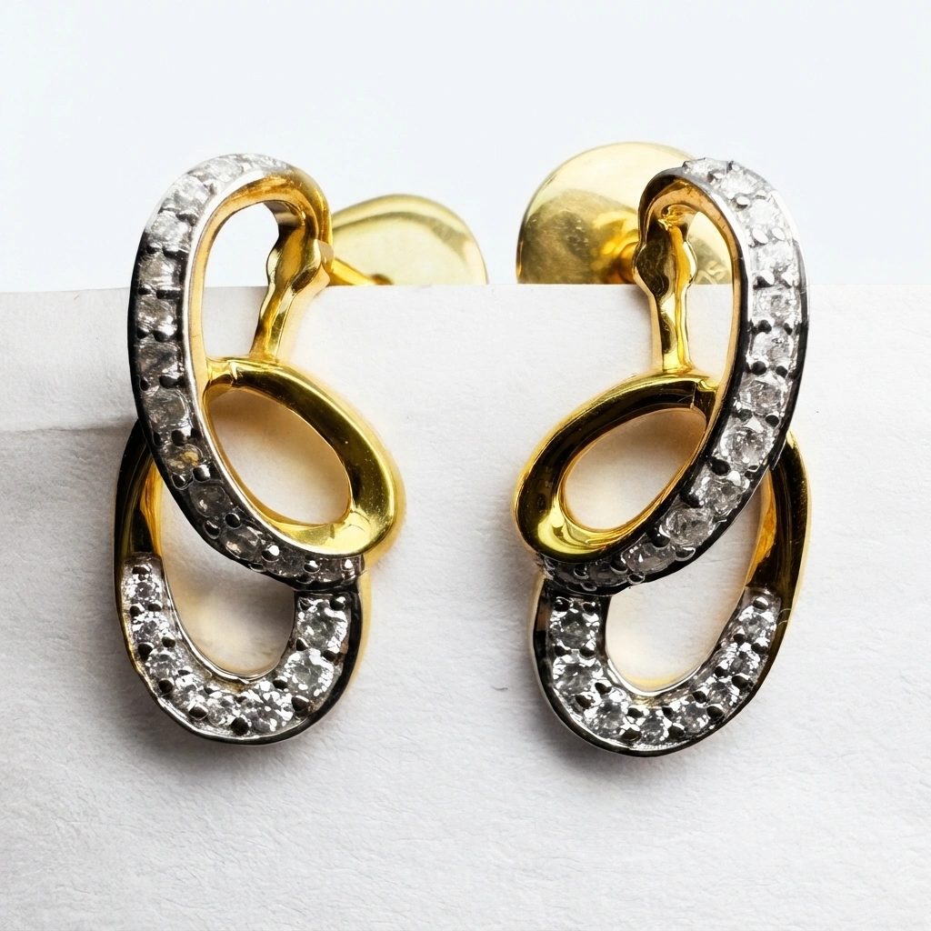 Round Diamond Earrings in Yellow Gold | Lab Grown & Natural view 4