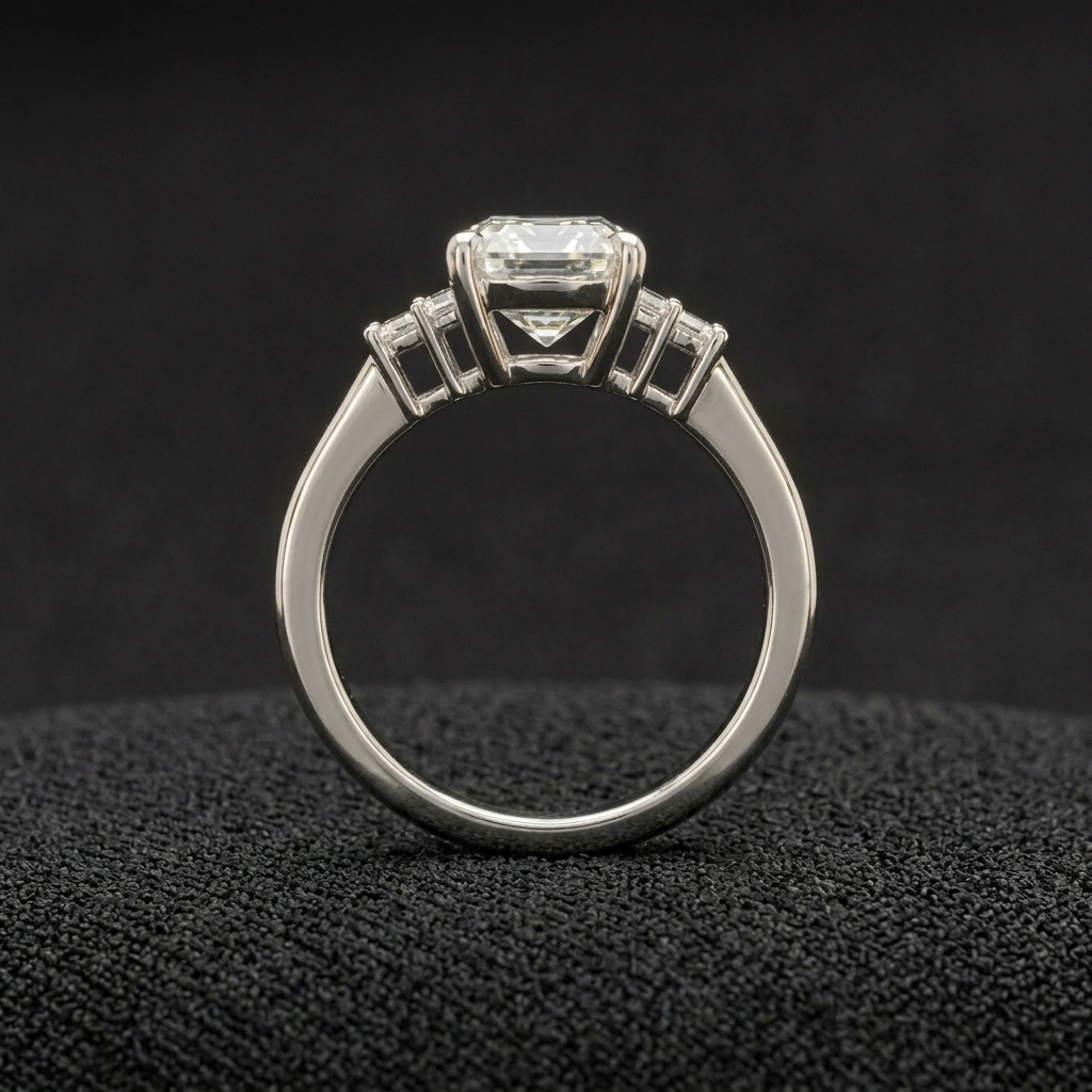 Round Diamond Engagement Ring with Marquise Side Stones in PT950 Platinum view 5