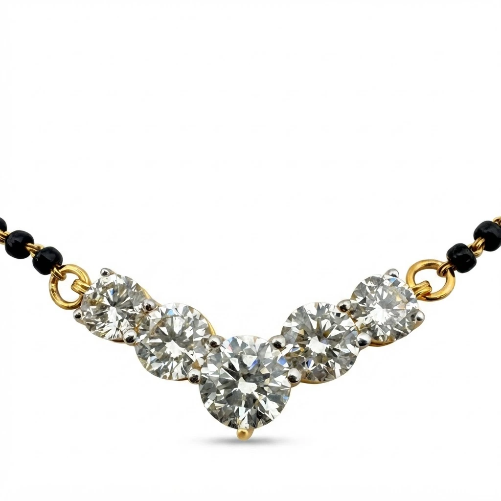 Round Diamond Mangal sutra | Lab Grown Diamonds | Yellow Gold | IGI Certified view 5