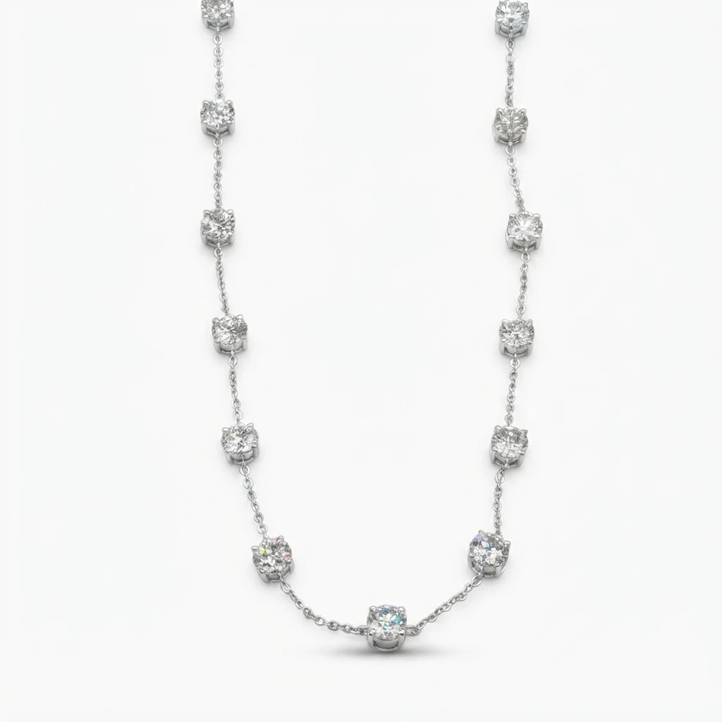 Round Diamond Necklace for Women | Lab Grown & Certified view 3