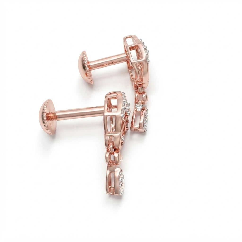 Round Diamond Rose Gold Earrings | Lab Grown & Natural Diamonds view 5