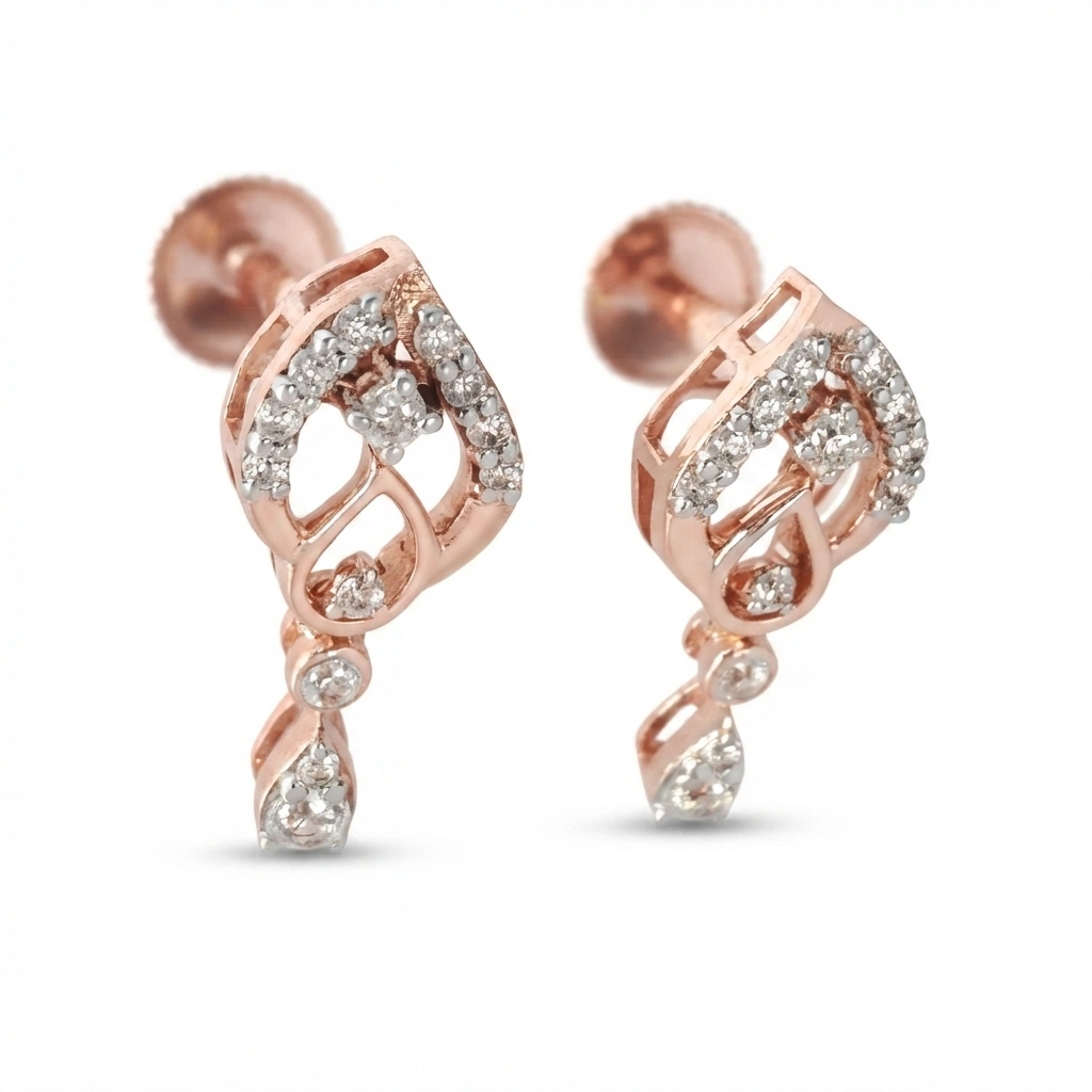 Round Diamond Rose Gold Earrings | Lab Grown & Natural Diamonds view 7