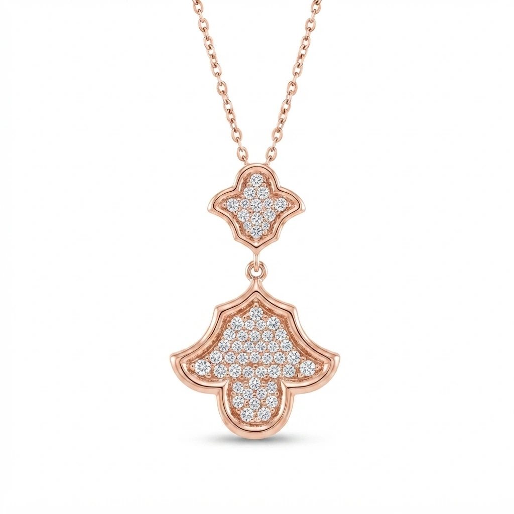 Round Diamond Rose Gold Pendant with Chain | Lab Grown & Natural view 3