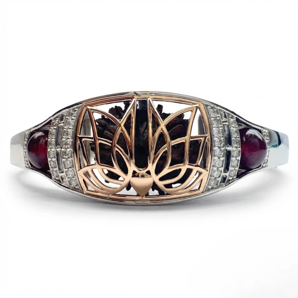 Round Diamond Rudraksha Bracelet | PT950 Platinum and Rose Gold