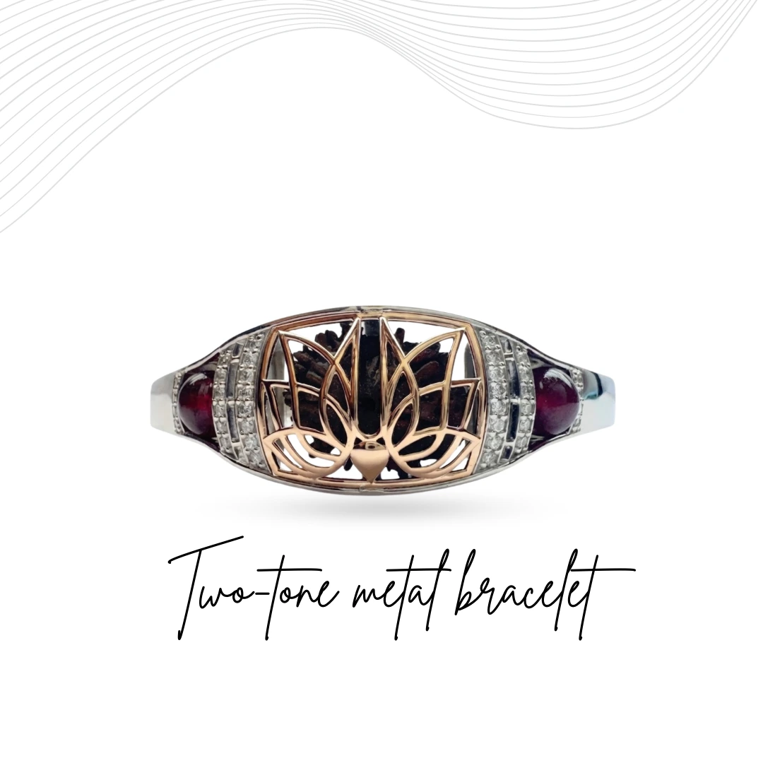 Round Diamond Rudraksha Bracelet | PT950 Platinum and Rose Gold