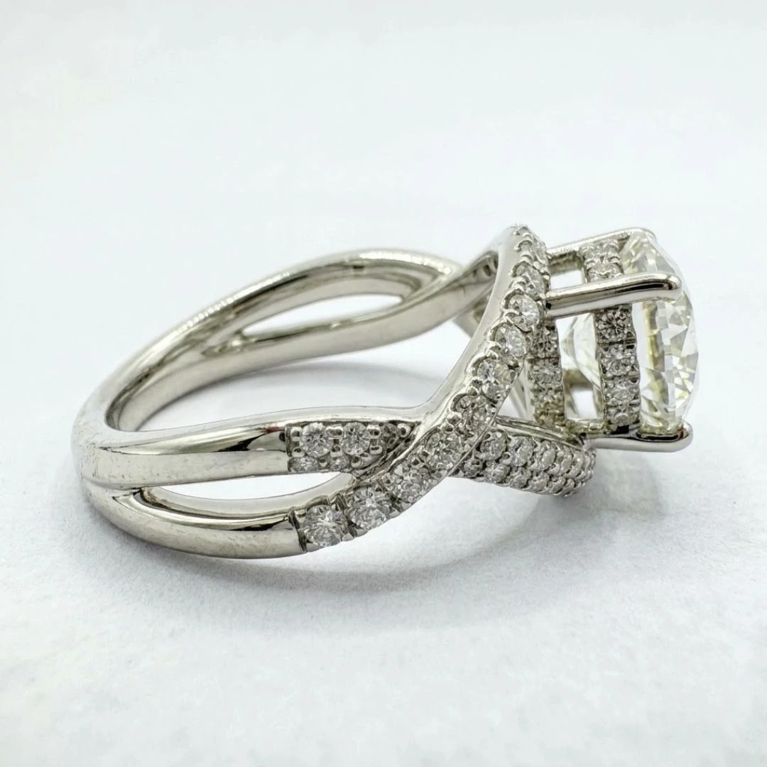 Round Lab Grown Diamond Bypass Ring | PT950 Platinum | IGI Certified view 4